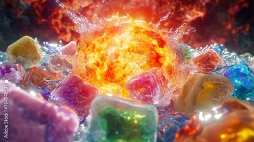 abstract watercolor background with watercolor splashes, Witness the spectacular birth of the universe in a super-realistic 8k image, where a big bang explosion unfolds with the brilliance of a supern photo