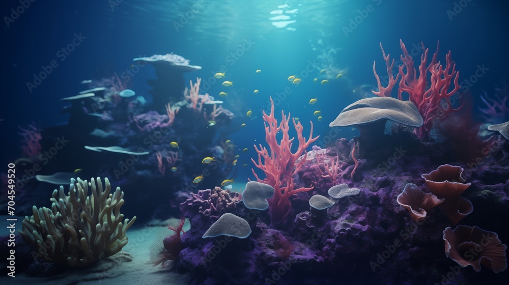 Fototapeta premium Coral reef and fishes under the sea