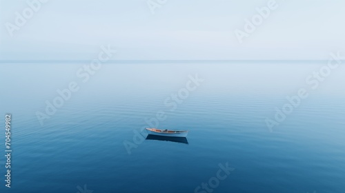 A small lonely boat on the sea © Nick
