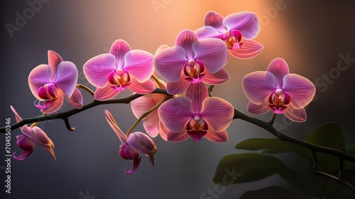Close up shot of pink orchid flowers in the garden