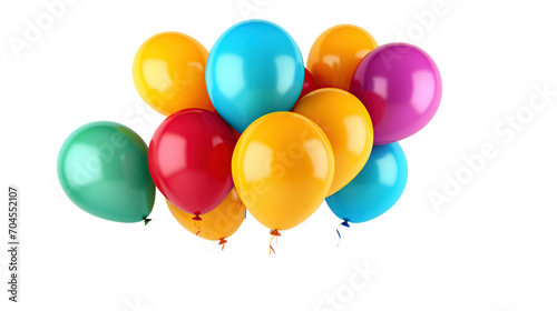 colorful flying balloons isolated on transparent background