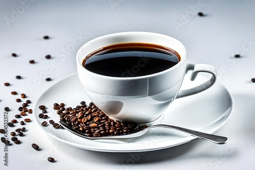 White cup of black coffee isolated on white background with clipping path 