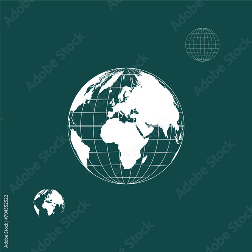 A white globe vector with lines and continents