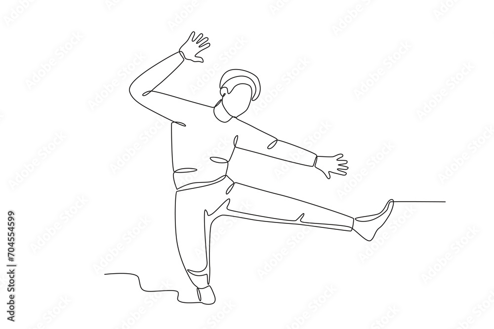A dancer entertains the audience. Dancing one-line drawing A dancer entertains the audience. Dancing one-line drawing