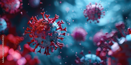 A 3D rendering illustration of a macro virus background, designed for medical contexts photo