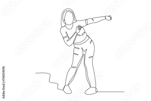 A woman dances freely. Dancing one-line drawing