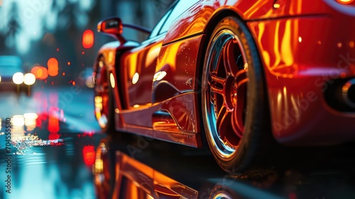 Mesmerizing close up sport car photography capturing motion blur, reflections, and cinematic speed