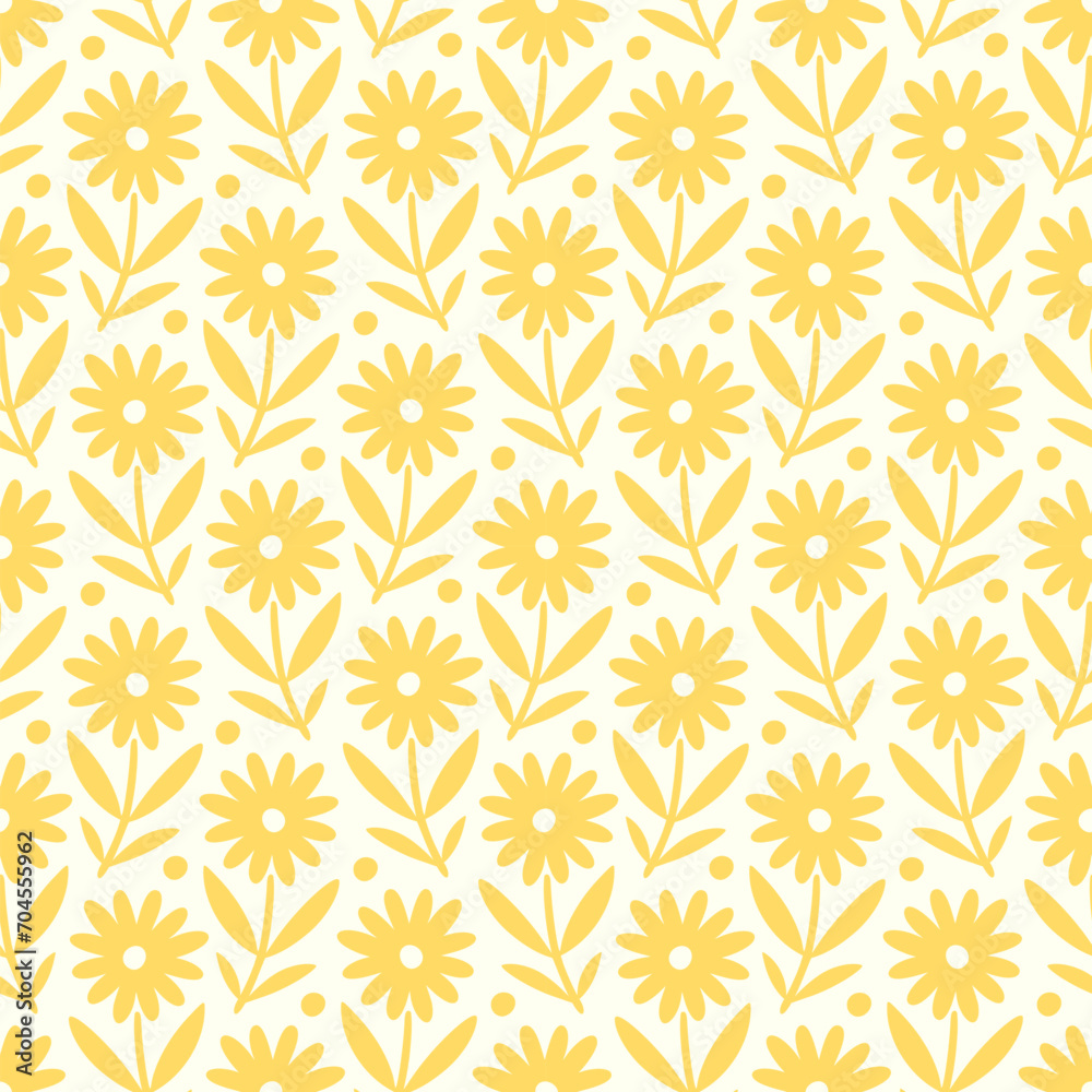 Hand drawn seamless pattern with decorative doodle flowers, repeat pattern with flowers and leaves Hand drawn seamless pattern with decorative doodle flowers, repeat pattern with flowers and leaves