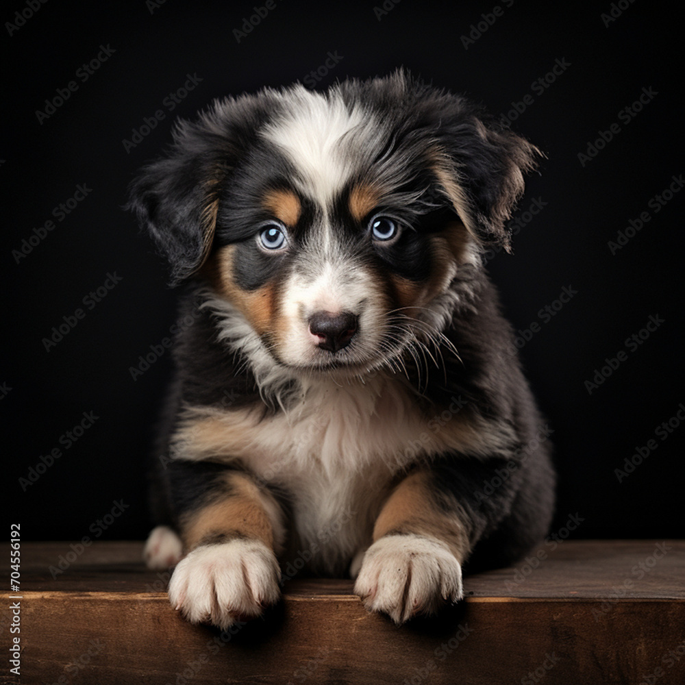 little Aussie puppy in a dark room little Aussie puppy in a dark room