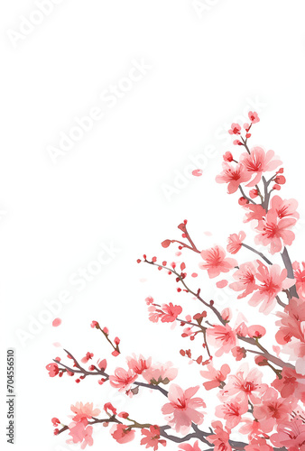 桜の水彩イラスト、フレーム、壁紙、ハガキ、春の挨拶