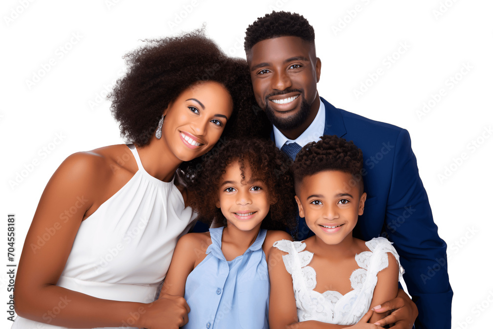 Happy African American Family. Isolated on Transparent Background, No Background, Cutout. Happy African American Family. Isolated on Transparent Background, No Background, Cutout.