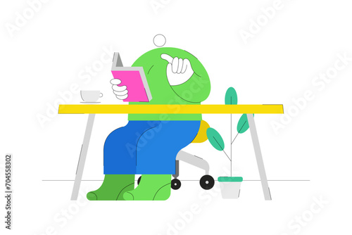 Reading Books - Flat Illustration