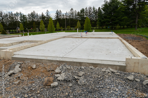 new house foundation in poured concrete lined