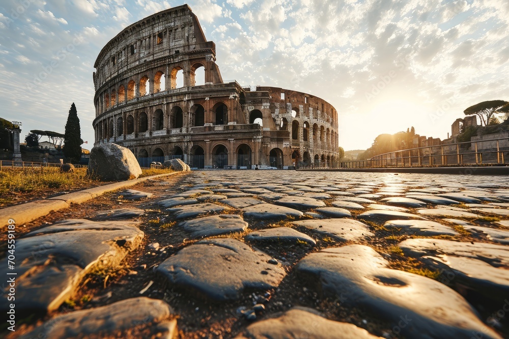 Rome, Italy is a tourist destination in the Mediterranean on vacation for its monuments such as the Colosseum. 