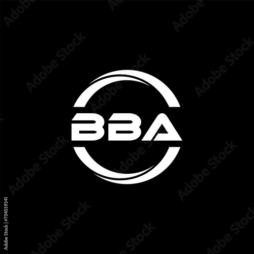 BBA letter logo design with black background in illustrator, cube logo, vector logo, modern alphabet font overlap style. calligraphy designs for logo, Poster, Invitation, etc. photo