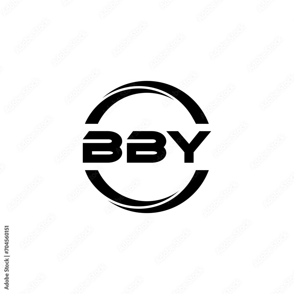 BBY letter logo design with white background in illustrator, cube logo, vector logo, modern alphabet font overlap style. calligraphy designs for logo, Poster, Invitation, etc.