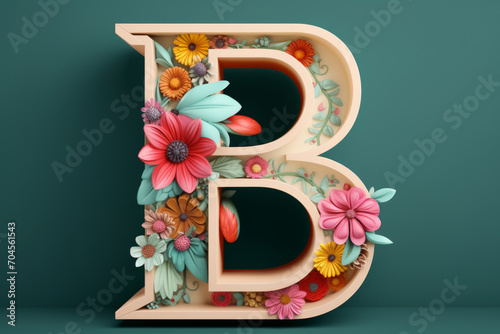 Floral 3D render of the letter 