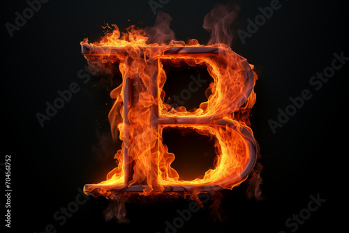Firey 3D render of the letter 