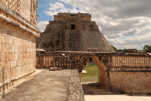 The Pyramide of the Magician/Piramide del Advino from the Cuadrangulo de las Monjas/Quadrangle of the Nuns, Uxmal, Merida, Mexico