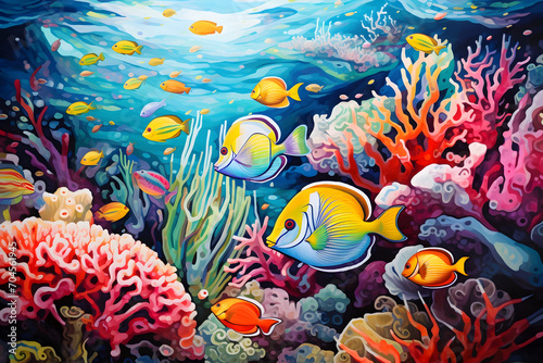 colorful underwater world. illustration