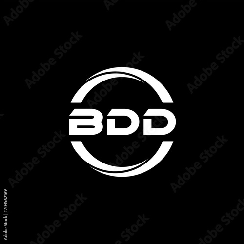 BDD letter logo design with black background in illustrator, cube logo, vector logo, modern alphabet font overlap style. calligraphy designs for logo, Poster, Invitation, etc.