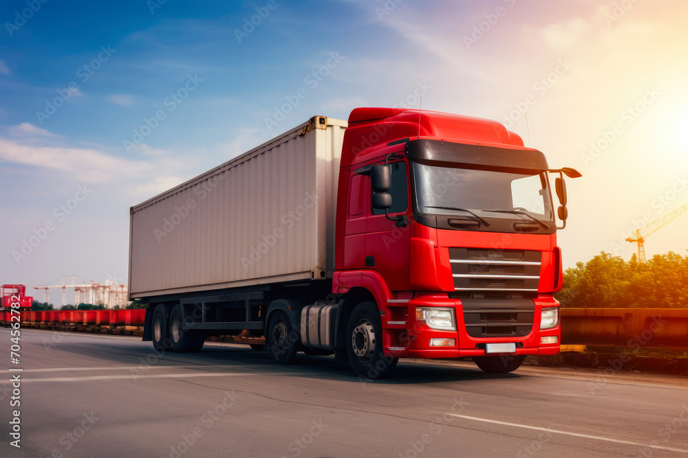 Global Connections: Cargo Truck and Industrial Container Global Connections: Cargo Truck and Industrial Container