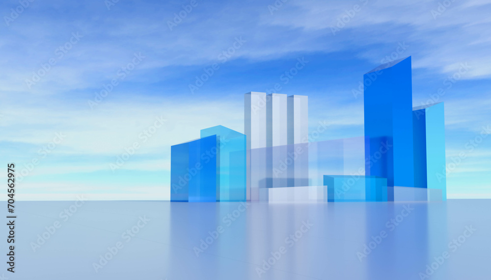 3d render of abstract futuristic architecture background with empty reflective concrete tile floor. Concept for presentation, keyword, headline, advertising. Glass architecture building shapes art. 3d render of abstract futuristic architecture background with empty reflective concrete tile floor. Concept for presentation, keyword, headline, advertising. Glass architecture building shapes art.