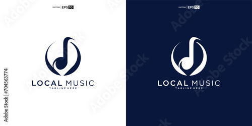 music logo pin element for Sound recording studio, vocal course, composer, singer karaoke music logo design
