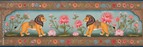 Royal Lion miniature painting style border and frame 