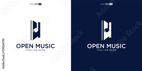 music logo door element for Sound recording studio, vocal course, composer, singer karaoke music logo design