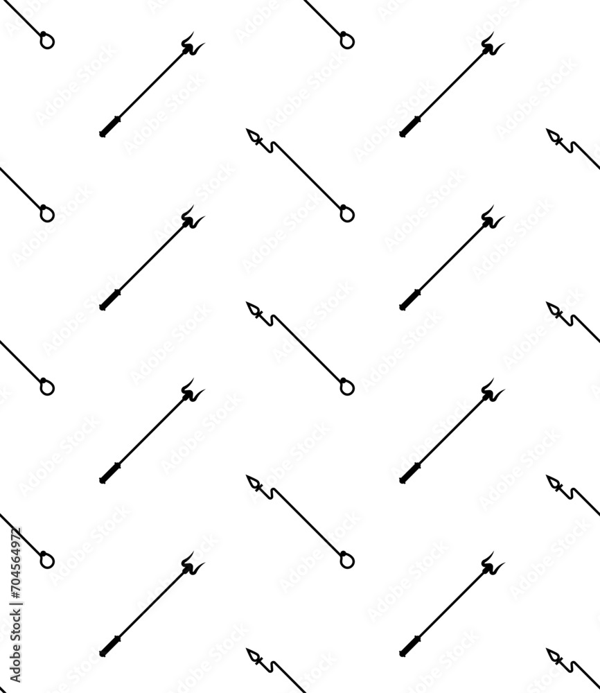 Naklejka premium Fire Poker Icon Seamless Pattern, Fireplace Poker Icon, Fire Iron Icon