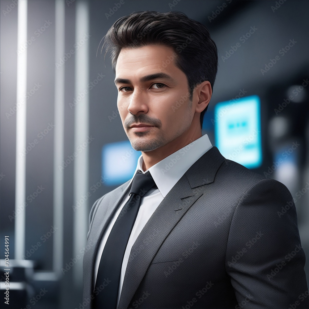 Executive Confidence: A Powerful Portrait of a Confident Businessman. generative ai Executive Confidence: A Powerful Portrait of a Confident Businessman. generative ai