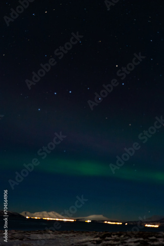 northern light in scandinavian norway near tromso 