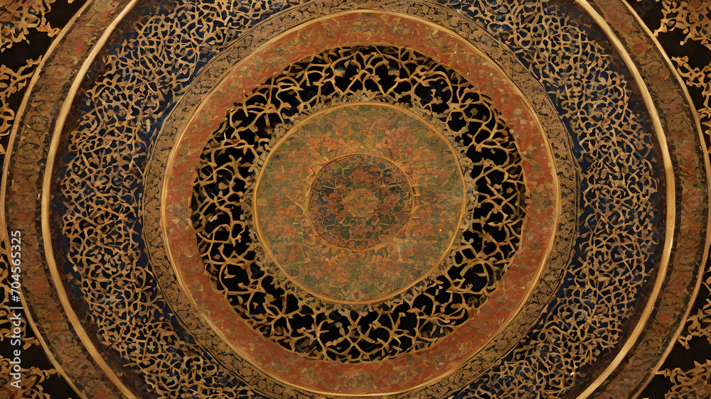   Background with seamless pattern in islamic art style. AI generated image