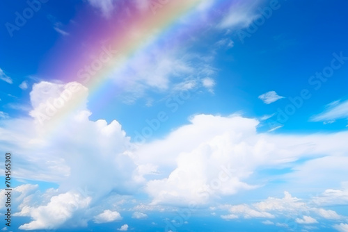 A Tranquil Spectrum  Rainbow Amidst Clouds