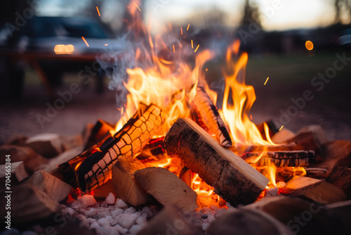 Wildfire Whispers: Logs Enveloped in a Gentle Blaze