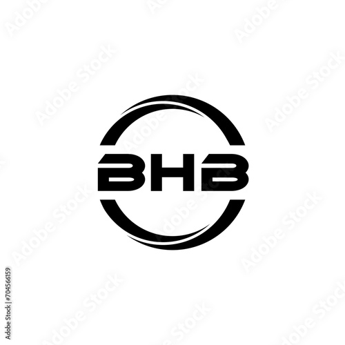 BHB letter logo design with white background in illustrator  cube logo  vector logo  modern alphabet font overlap style. calligraphy designs for logo  Poster  Invitation  etc.