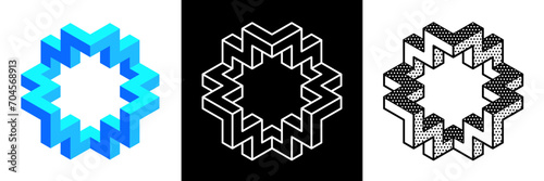 Abstract minimal shape. Isolated geometric designs. Impossible shape. Optical illusion. Vector illustration