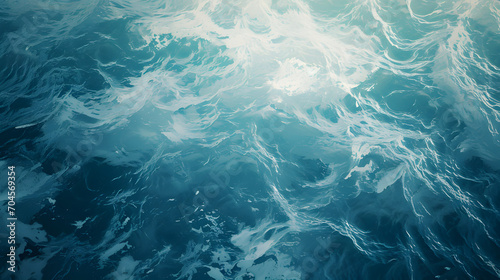 Nature's fluid canvas dances with aqua waves, as the serene ocean reflects a tranquil blend of blue and white photo