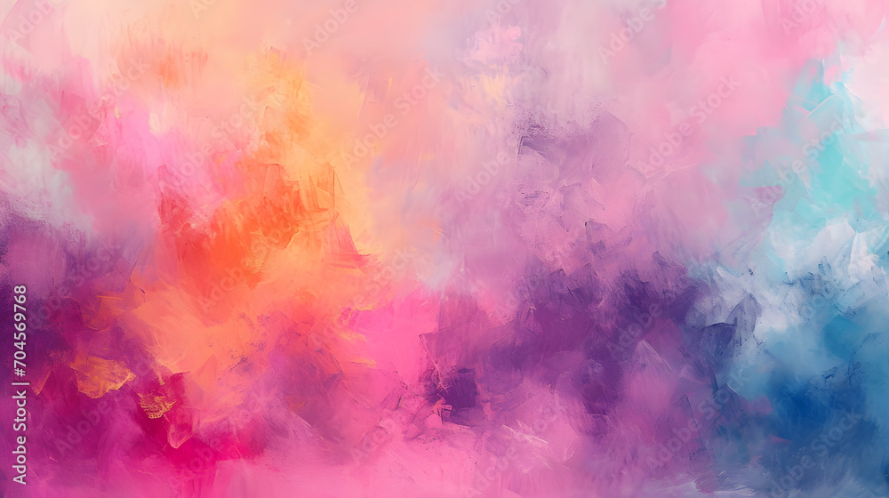A vibrant painting bursting with hues of magenta, lilac, purple, and pink, creating an abstract masterpiece that captures the essence of colorfulness and the beauty of art