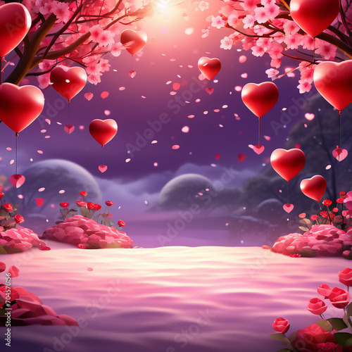 Valentine's Day Background, Heart Rain Background