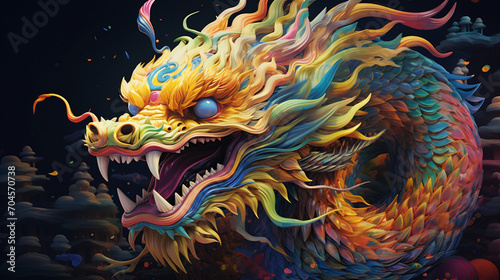 Chinese folklore Dragon suitable for Chinese New Year.Generative AI © Артур Комис