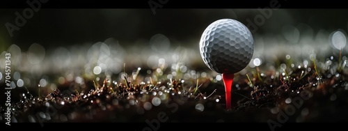Close Up white golf ball on a black background