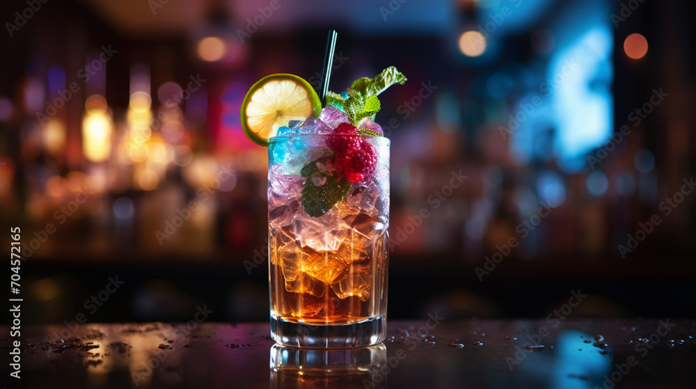 delicious and beautiful cocktail on the background of the bar.Generative AI