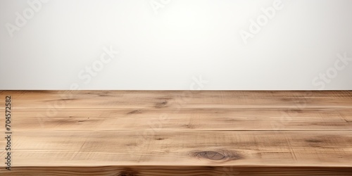 Corner view of empty wood table, white background, clipping path.