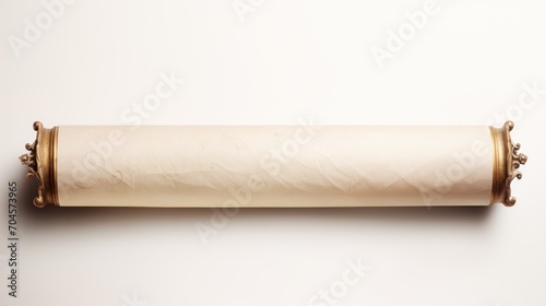 Blank Canvas of History  Elevate your designs with an old paper scroll  isolated on a white background.
