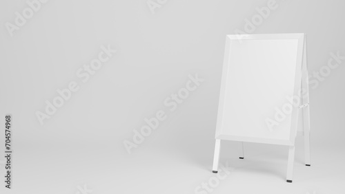 Portable street advertising board. White sandwich panel. 3D rendering. photo