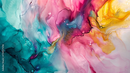 a colorful painting with lots of water droplets