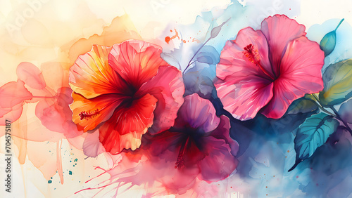 watercolor background with flowers
