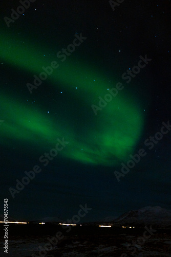 northern light in scandinavian norway near tromso 